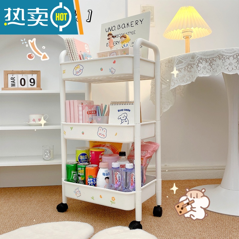 敬平小推车置物架可移动厨房浴室收纳架卫生间多层卧室床头收纳储物架高清大图