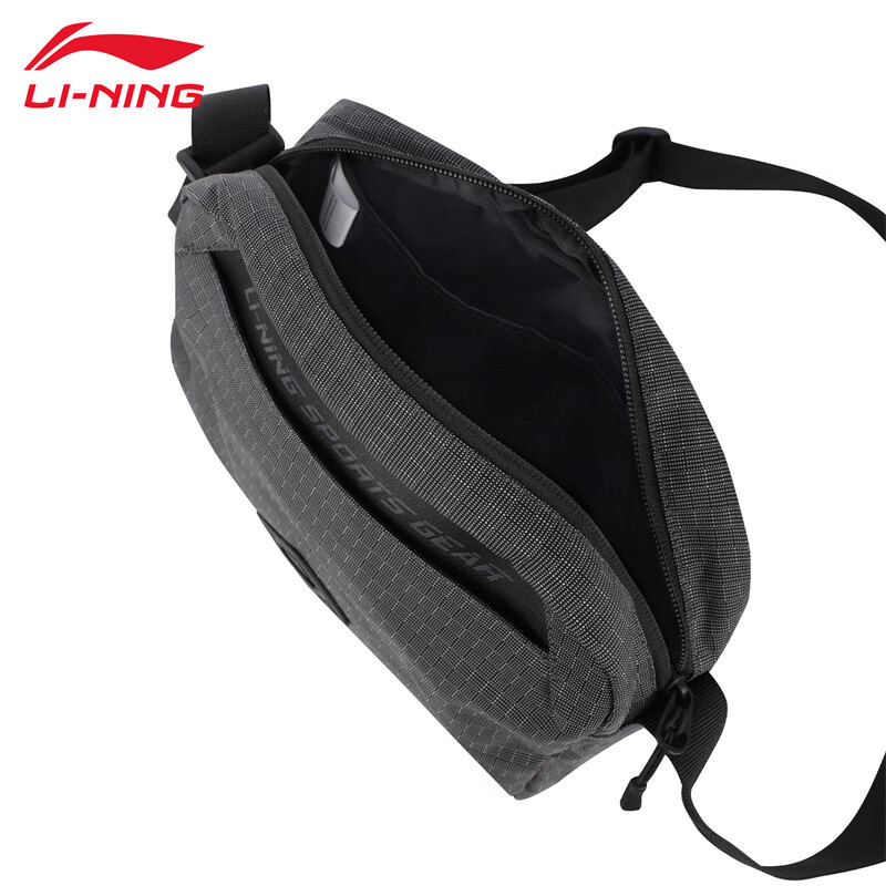 李宁(LI-NING) 男女同款斜挎包 ABDU225-3黑色高清大图