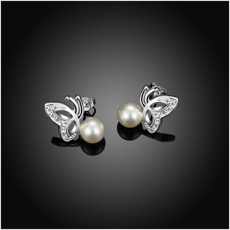 E017 Women silver plated earring镀925纯银耳环时尚珍珠耳环女