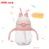 膳魔師(THERMOS)塑料杯BBSC-243儿童夏季水杯吸管杯270ml膳魔师可爱兔子造型杯户外便携肩带PA材质通用