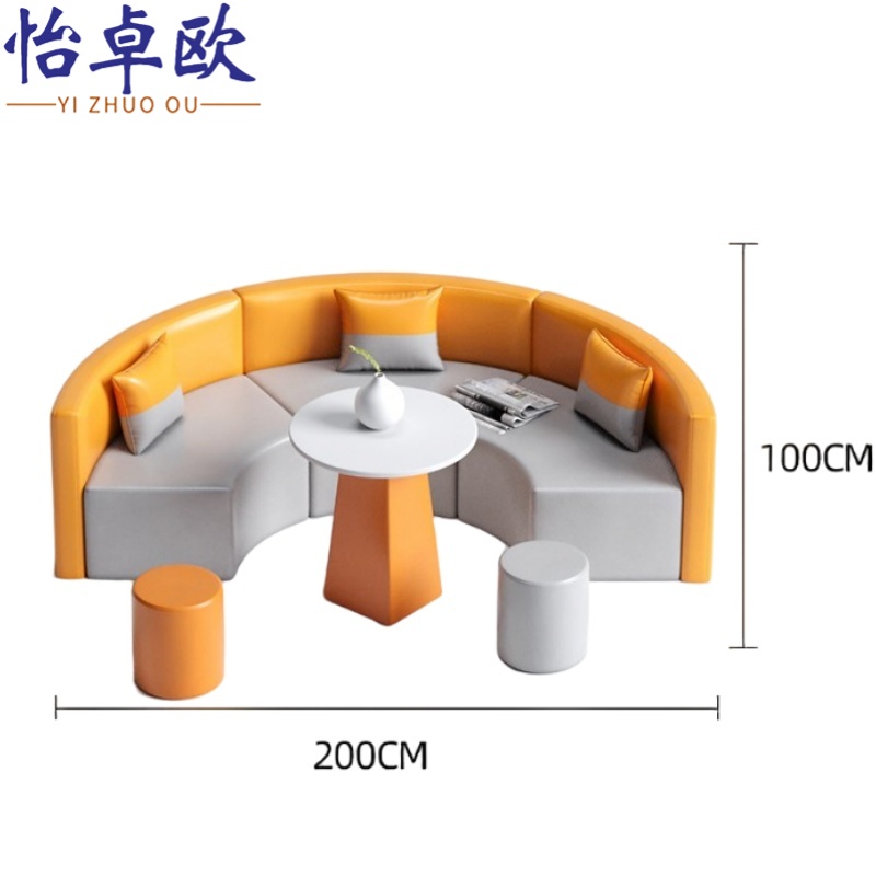 怡卓欧沙发三人位+茶几+2圆凳套高清大图
