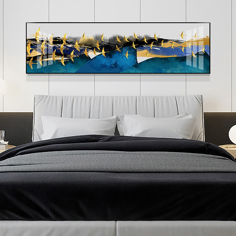 卧室装饰画欧式轻奢床头挂画九鱼图壁画现 奇幻空间(太空银) 50×100cm晶瓷画(晶瓷工艺+金属框)统一发金色边框(需高清大图