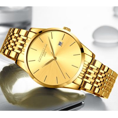 瑞之缘 正品超薄时尚潮流机械精钢带石英表手表简约男士腕表学生防水男表 高档全金