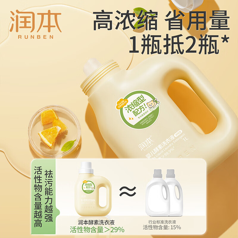 润本(RUNBEN)婴儿酵素洗衣液(浓缩型)1L高清大图