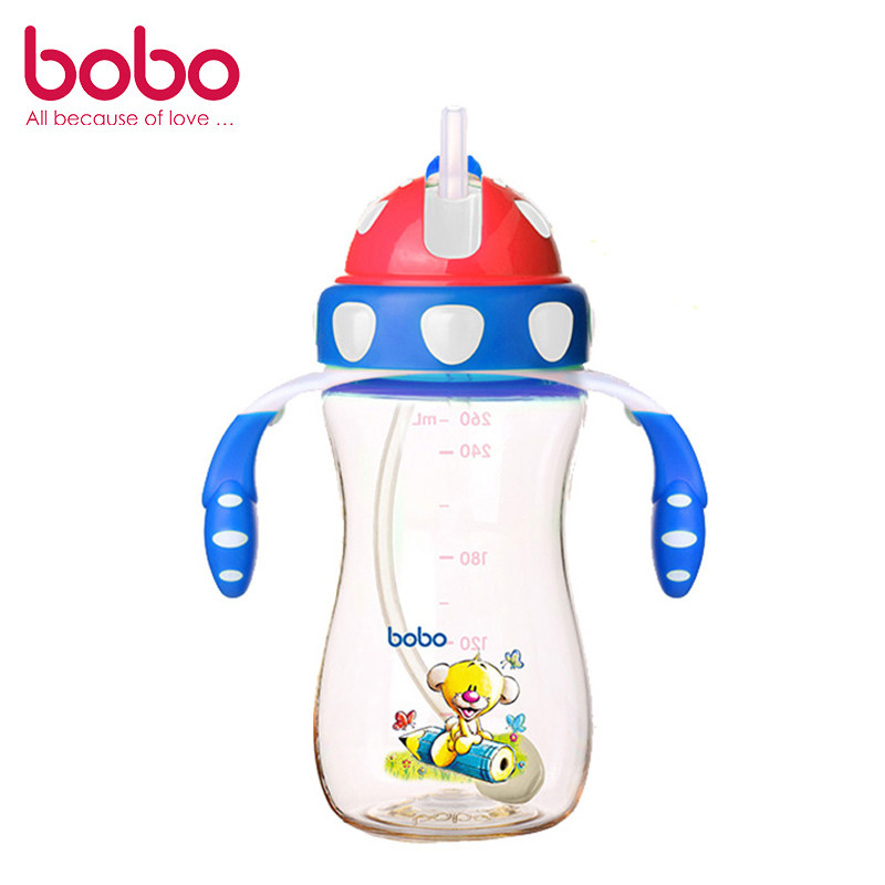 乐儿宝(bobo)PPSU一瓶两用学饮杯260ML 蓝色 适用6个月以上 水杯水壶