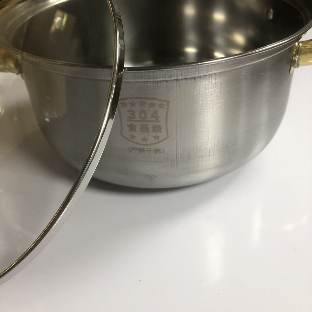 帮客材配 304不锈钢多用途(电磁炉)汤锅金色锅耳20CM汤锅 收前务必验货高清大图