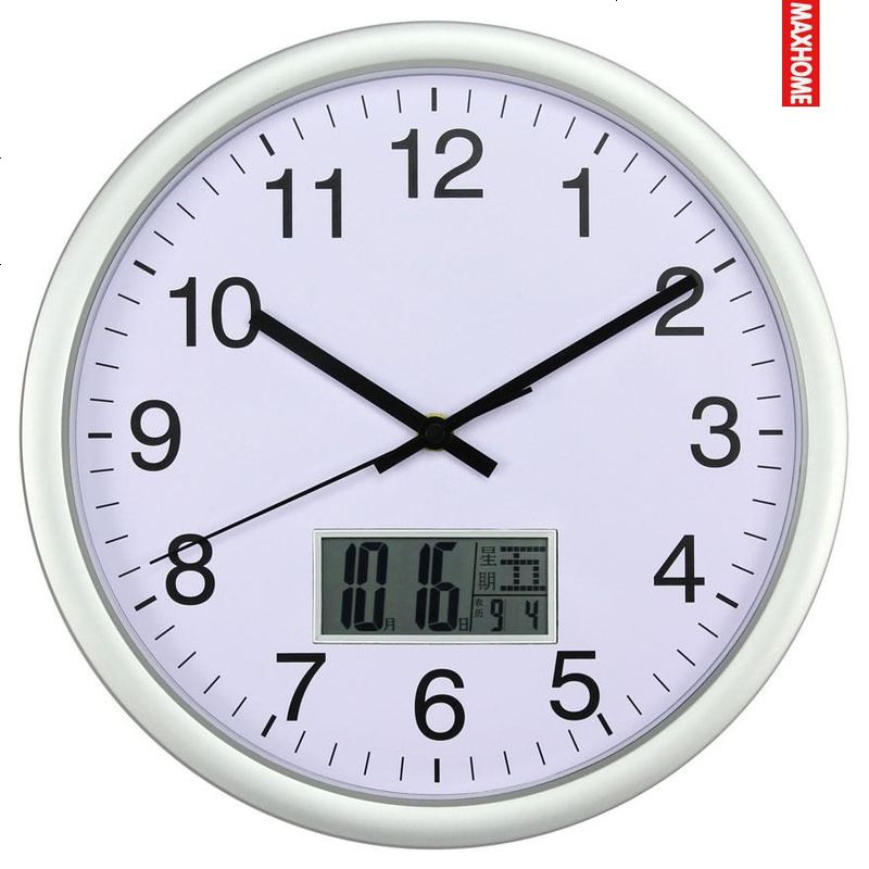 maxhome多功能万年历客厅挂钟时尚简约带温度日历钟表石英钟墙钟