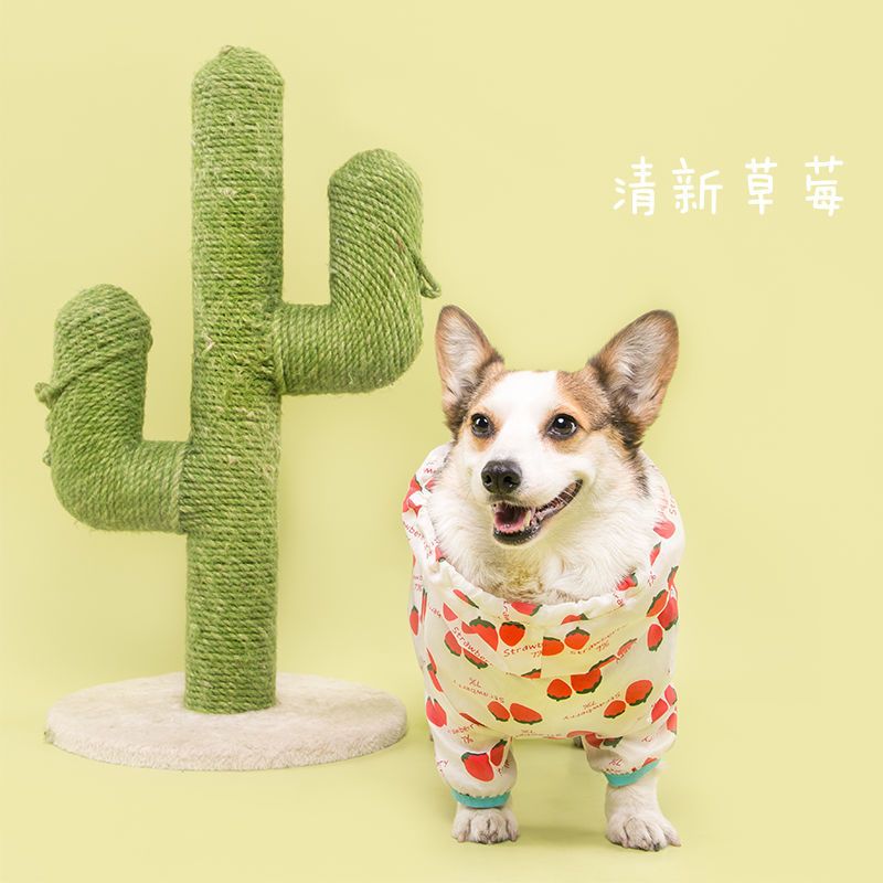 短腿队长狗狗四脚衣服 防水耐脏 全包裹可爱雨衣 悍拓同款 柯基 小草莓 L(6-13斤)