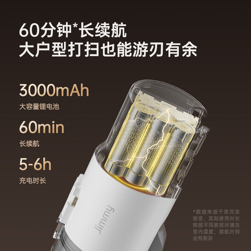 吉米jimmy无线吸尘器HC3大吸力家用手持便携 白色高清大图