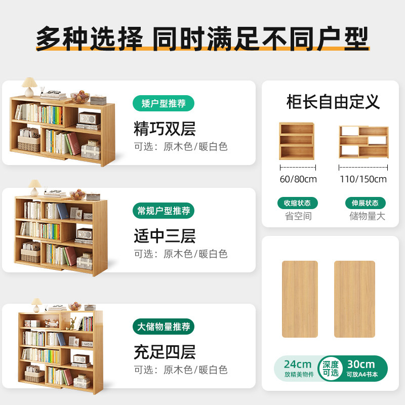 绵冠MIANGUAN书架落地置物架阅读书本收纳小书柜矮多层分层桌面简易柜子储物柜高清大图
