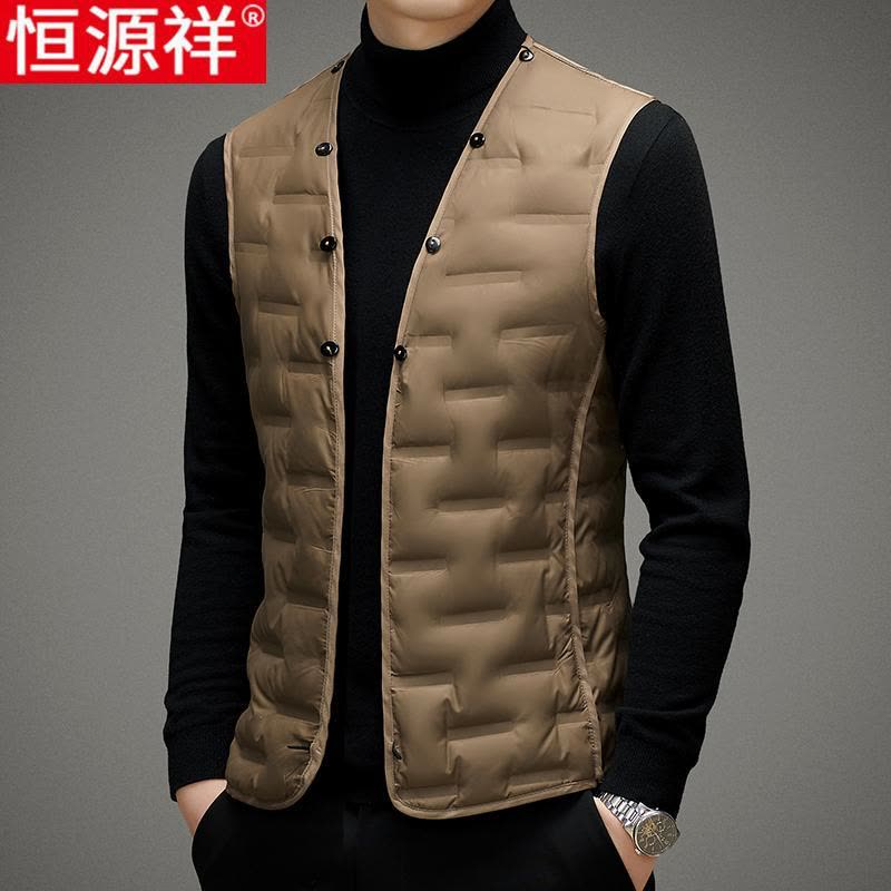 恒源祥双面呢秋冬羽绒内胆羊毛西服男外套呢子短款小西装毛呢大衣图片