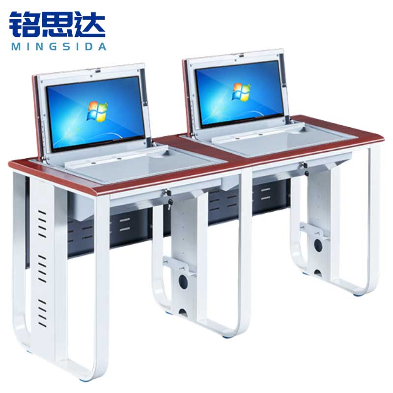 铭思达翻转电脑桌双人位张高清大图