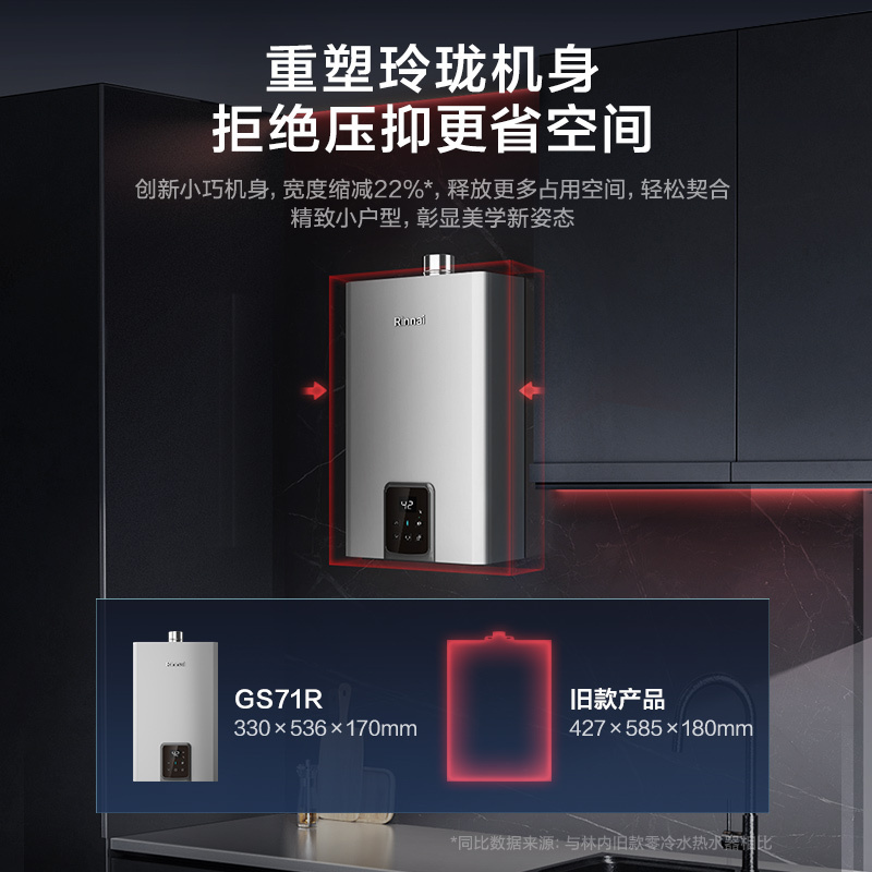 林内(Rinnai)16升燃气热水器RUS-16GS71R(JSQ31-GS71R) 零冷水即开即热即恒温 家用天然气