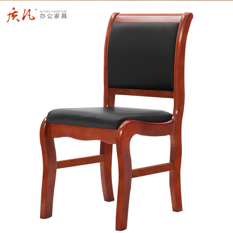 质凡演讲台办公长条桌油漆实木皮培训课桌皮质办公椅