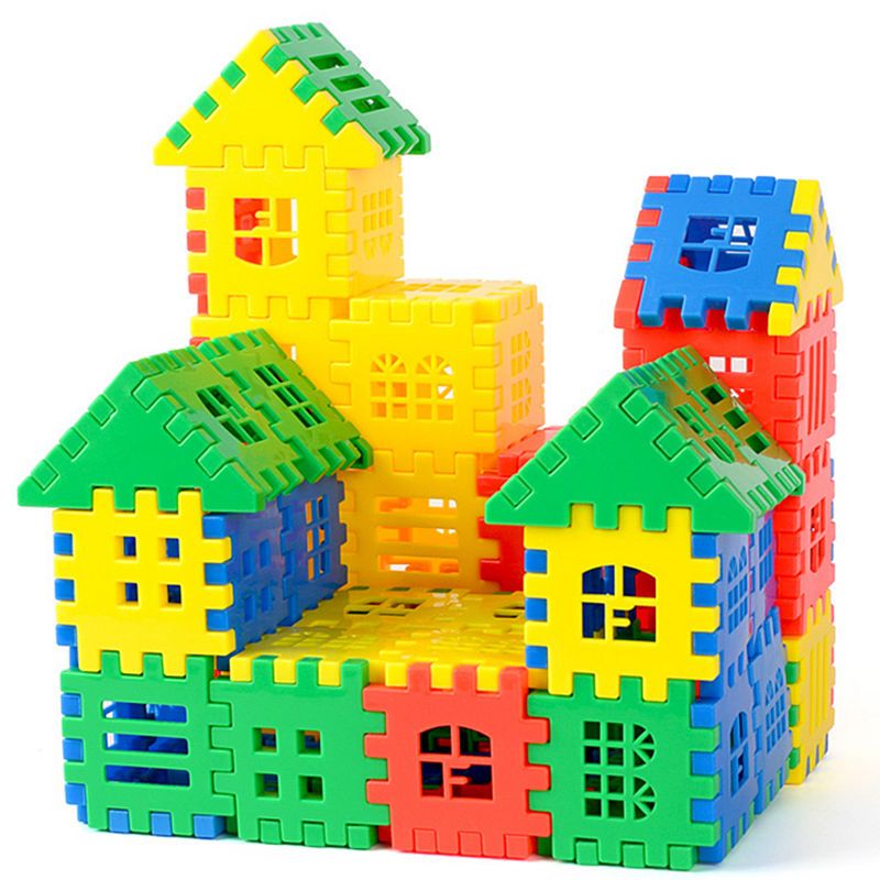儿童早教拼插积木玩具幼儿园宝宝手工男女小孩子搭装房子拼图