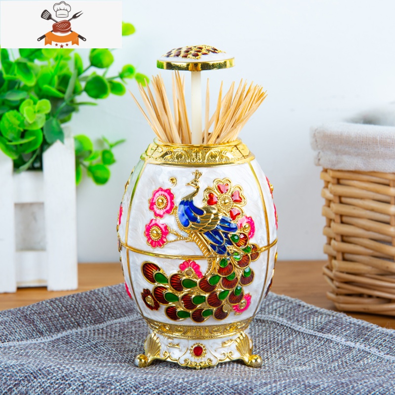 欧式牙签盒客厅时尚茶几自动手按牙签筒创意时尚复古摆件牙签罐 敬平 亚克力金高清大图