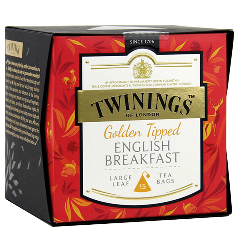 英国川宁(TWININGS) 金毫英式早餐红茶15包*3g 波兰进口茶叶袋泡茶包