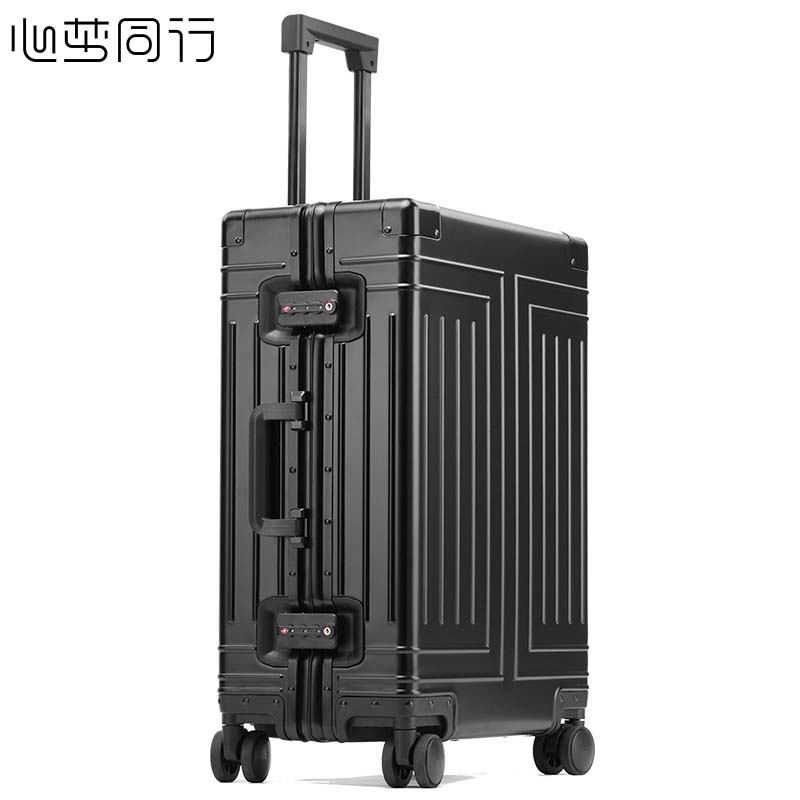 心梦同行全铝镁合金拉杆箱 金属行李箱大容量旅行箱 万向轮抗摔密码箱子 黑色29寸 1809/个