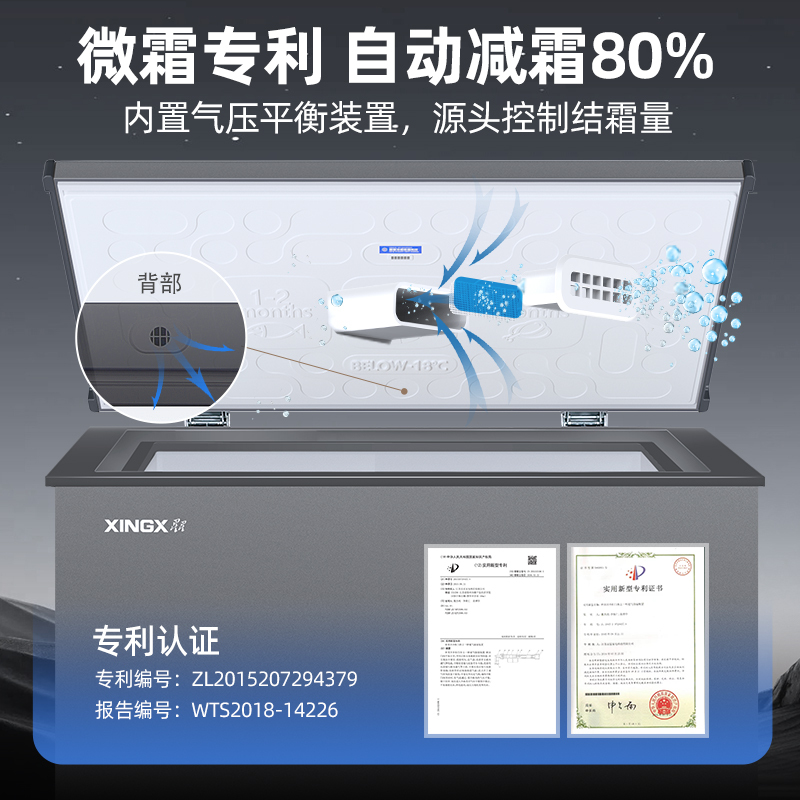 星星(XINGX) 300L 家用冷柜 卧式冷柜 冷藏冷冻转换柜 安全圆角 微霜系统 节能省电 BD/BC-300R