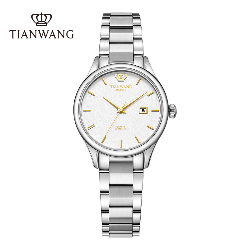 天王表金标送福18K金皇冠logo女表商务休闲轻奢女士石英手表31524高清大图