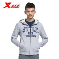 特步（Xtep）男装外套春季正品男连帽针织衫休闲运动卫衣外套