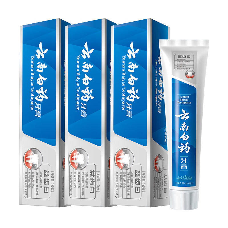 云南白药牙膏益齿白120g*3