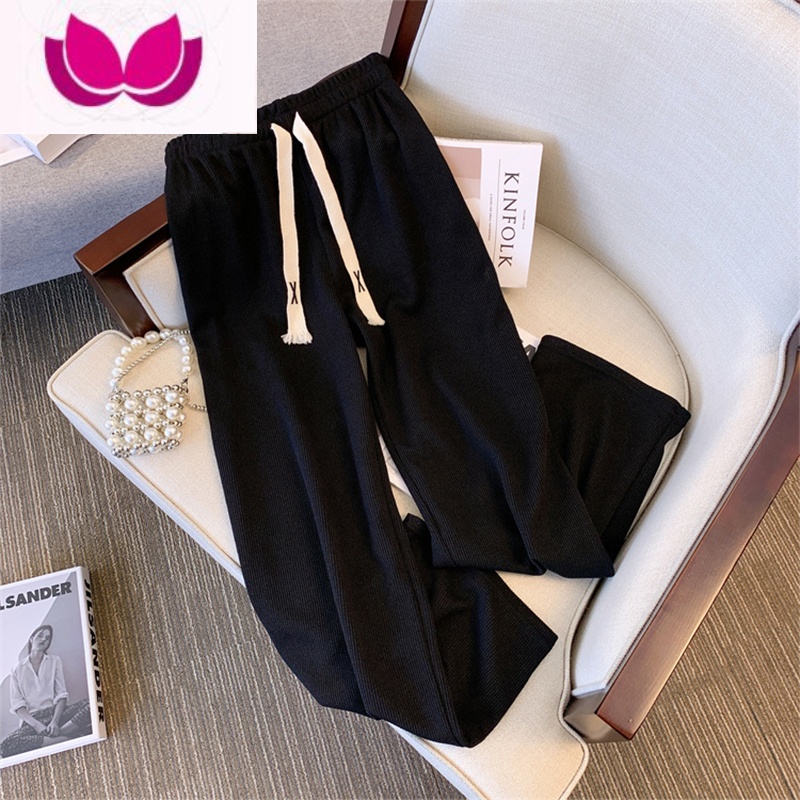 七斓大码女装2023春季新款时尚洋气卫衣套装胖妹妹茶系搭配一整套 黑色裤子 L100-120斤