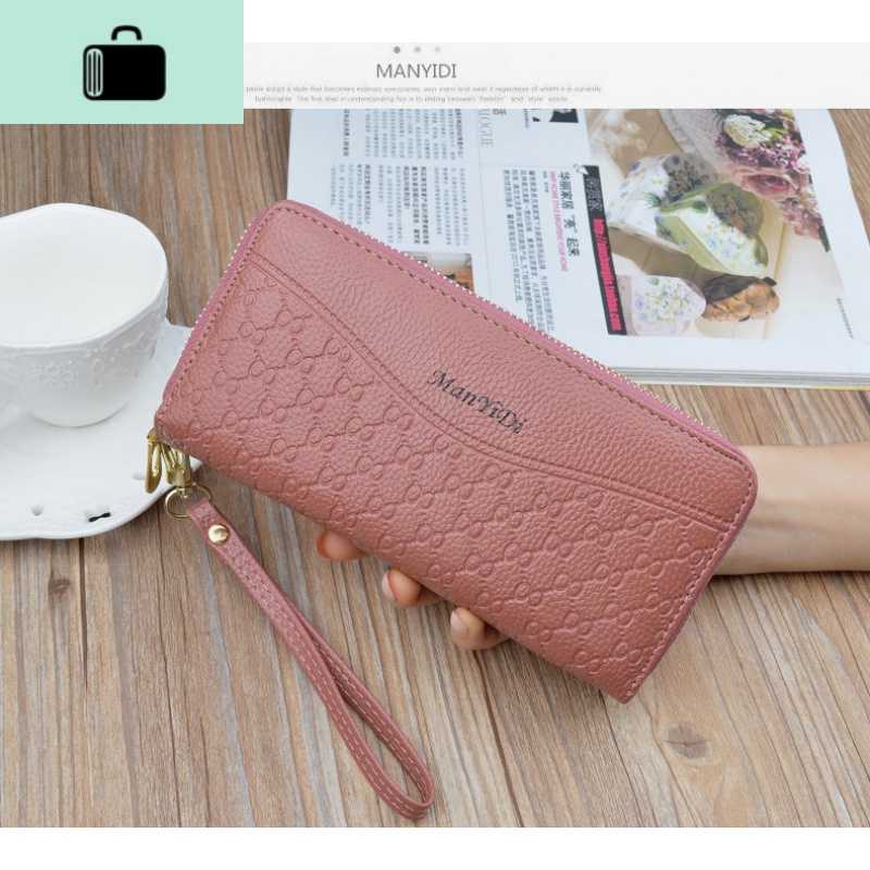 女长款多功能皮夹子2019新款时尚双拉链卡包手拿包钱夹潮女士钱包NEW LAKE 双拉香芋色