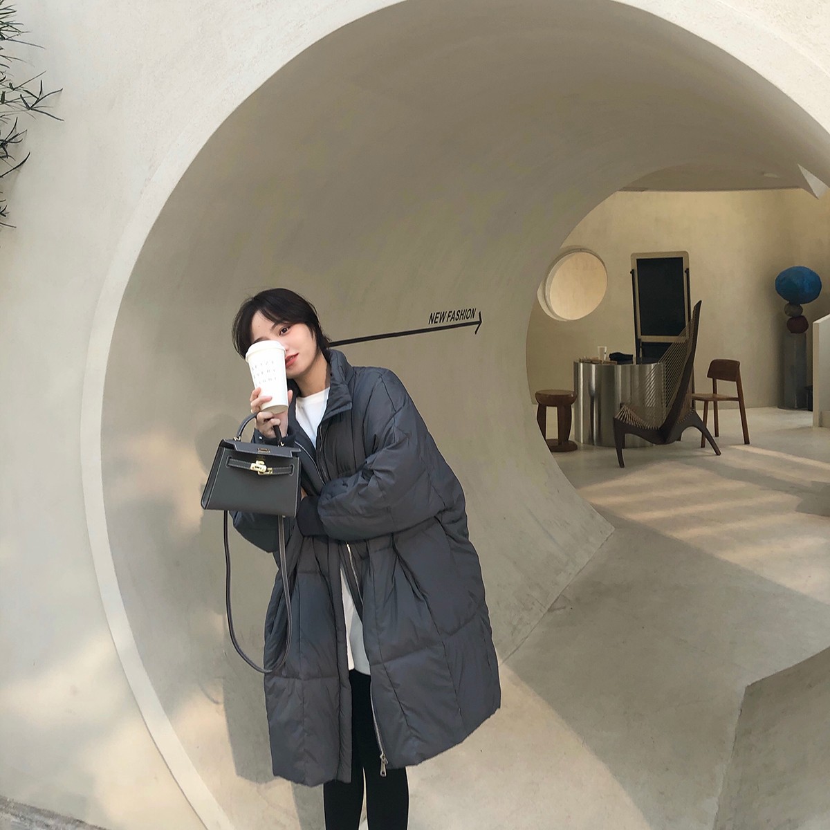 羽绒棉服女冬中长款大码宽松棉衣韩版加厚复古棉袄过膝简约外套潮_05232高清大图