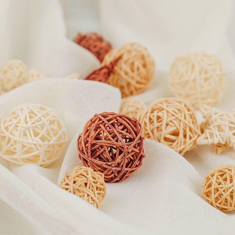 三色藤球9个一套藤球ins拍照道具摆件饰品北欧家居装饰小摆拍摄影道具