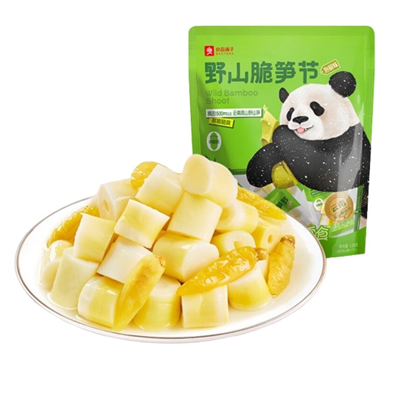良品铺子休闲零食小吃开袋即食肉厚鲜嫩脆爽野山脆笋节泡椒味120g