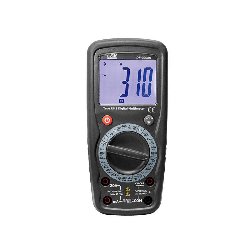 华盛昌(CEM)DT-9908H 数字万用表高精度电工表真有效值防烧背光电流表万能表
