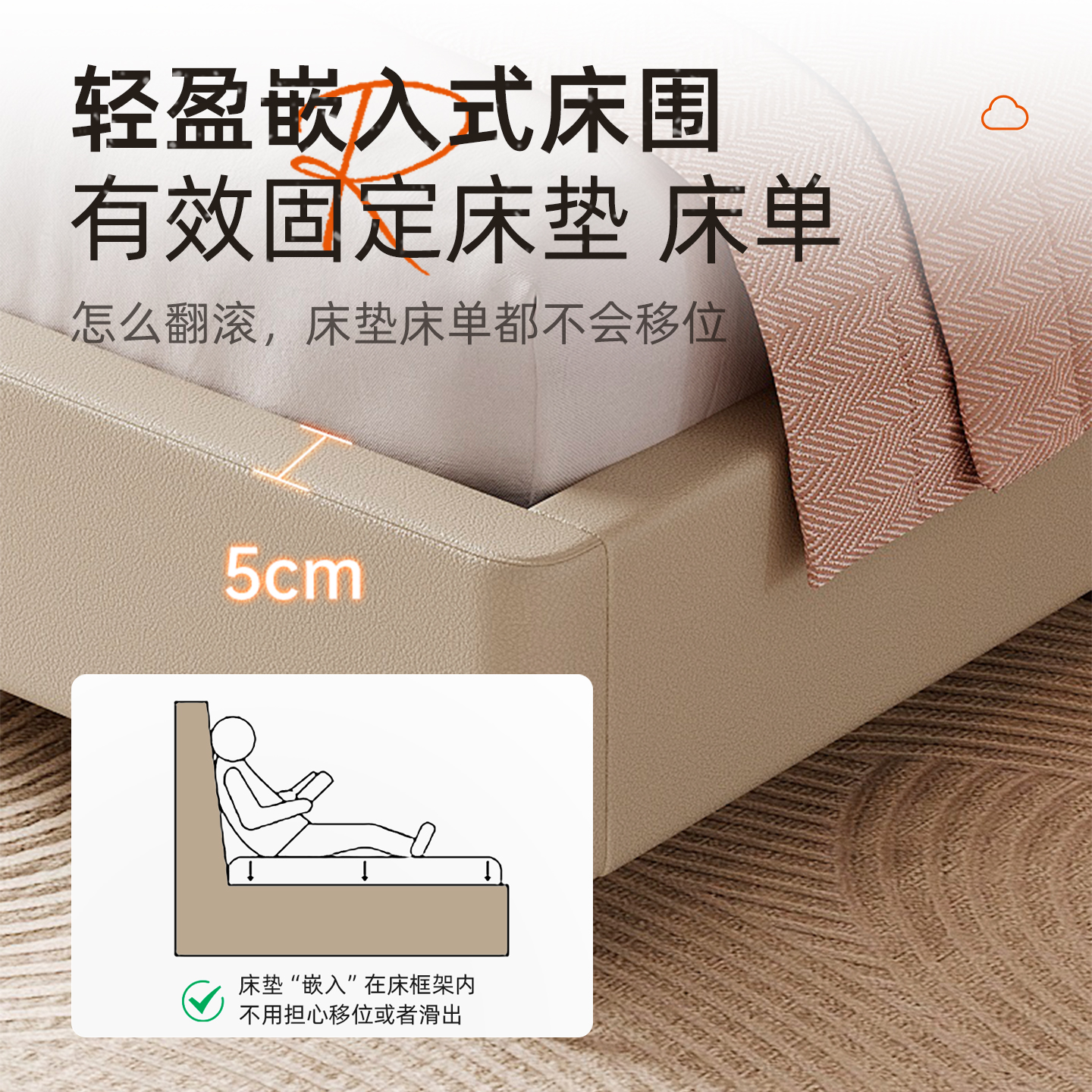 皇朝真皮双人床1.8米现代简约主卧婚床真皮大床头层牛皮软床高清大图