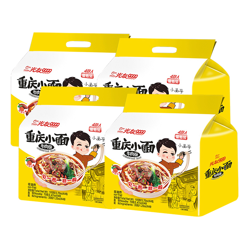 光友 重庆小面(牛肉味) 105克*4包/袋 4袋组合装 非油炸方便泡面 干拌面 方便速食 网红面条