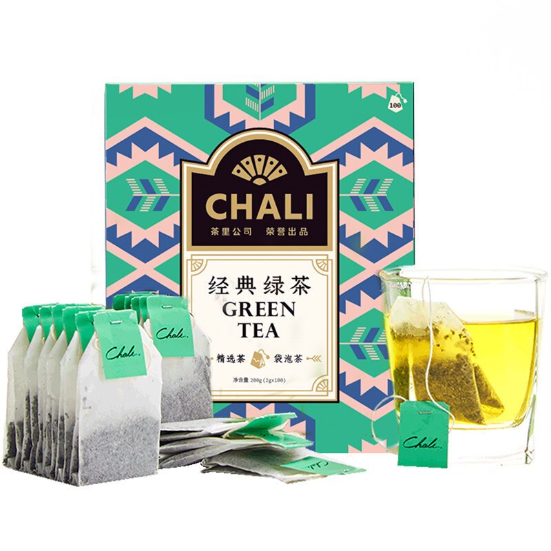 ChaLi茶里经典绿茶办公冲饮袋泡茶100包/200g盒装