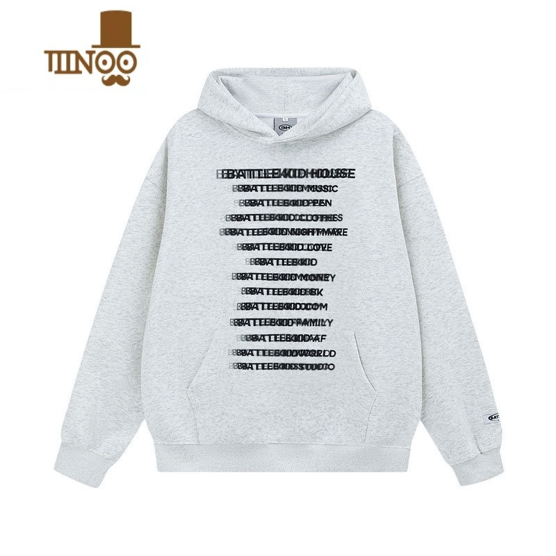 YANXUMAKAA 美式高街字母印花连帽卫衣男女嘻哈潮牌嘻哈帽衫 花灰色 XL