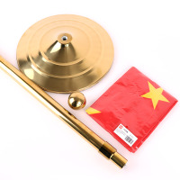 优必利 落地旗杆 会议室伸缩旗杆旗帜组合 2米可伸缩落地旗帜[送4号国旗]金色 8327
