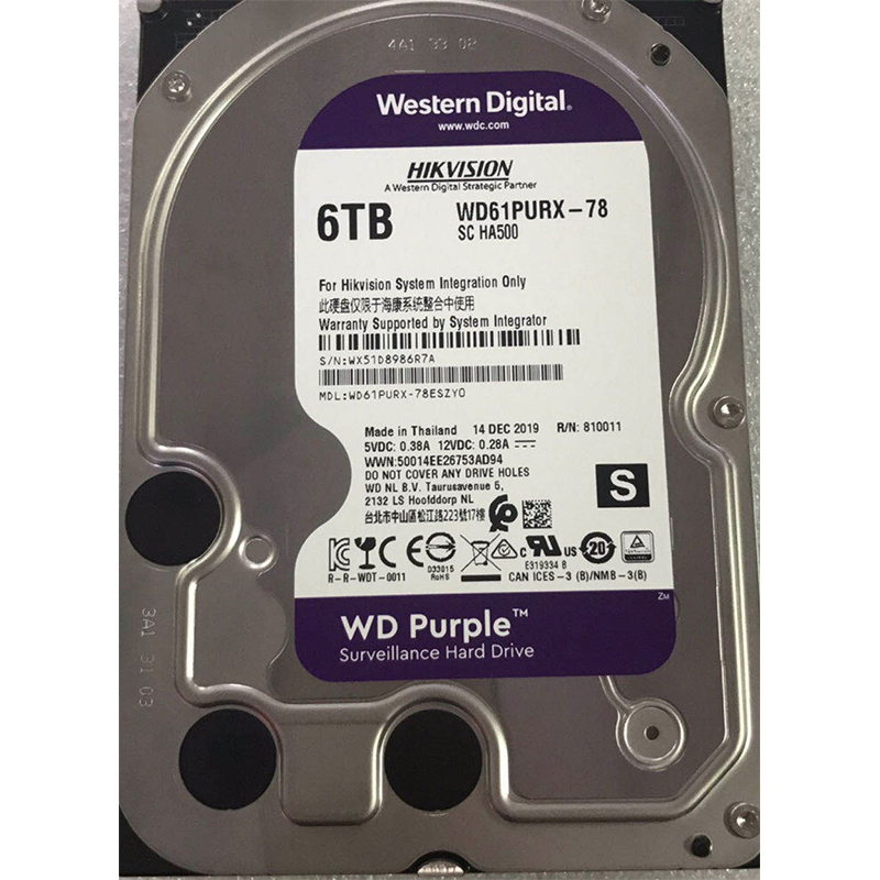 西部数据(WD)紫盘 硬盘 WD61PURX-78 含安装及1年维保
