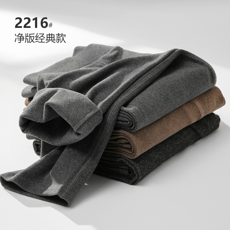 羊毛护膝男士保暖裤男裤加厚牙签条阳离子德绒秋裤男款打底裤秋冬高清大图