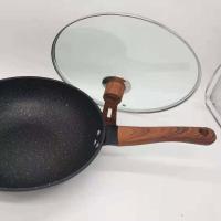 不粘锅精铁锅耐铁铲麦饭石锅炒锅可用钢丝电磁炉明火32cm 单锅盖