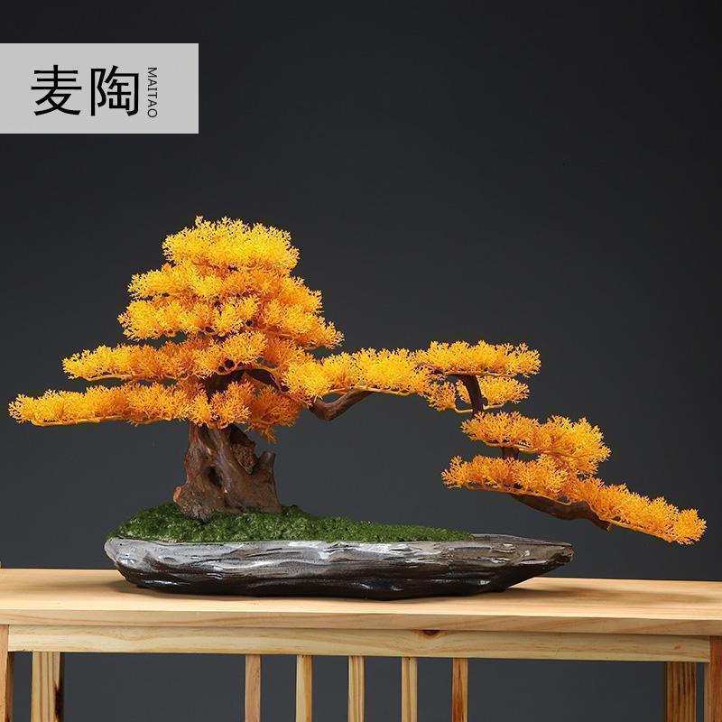 创意家居仿真盆景客厅酒店玄关绿植摆新中式禅意装饰品_685