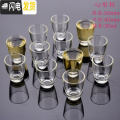 三维工匠12只装小玻璃杯高脚小白酒杯套装一口杯小号酒盅烈酒杯KTV玻璃杯 心形杯30ml*12只