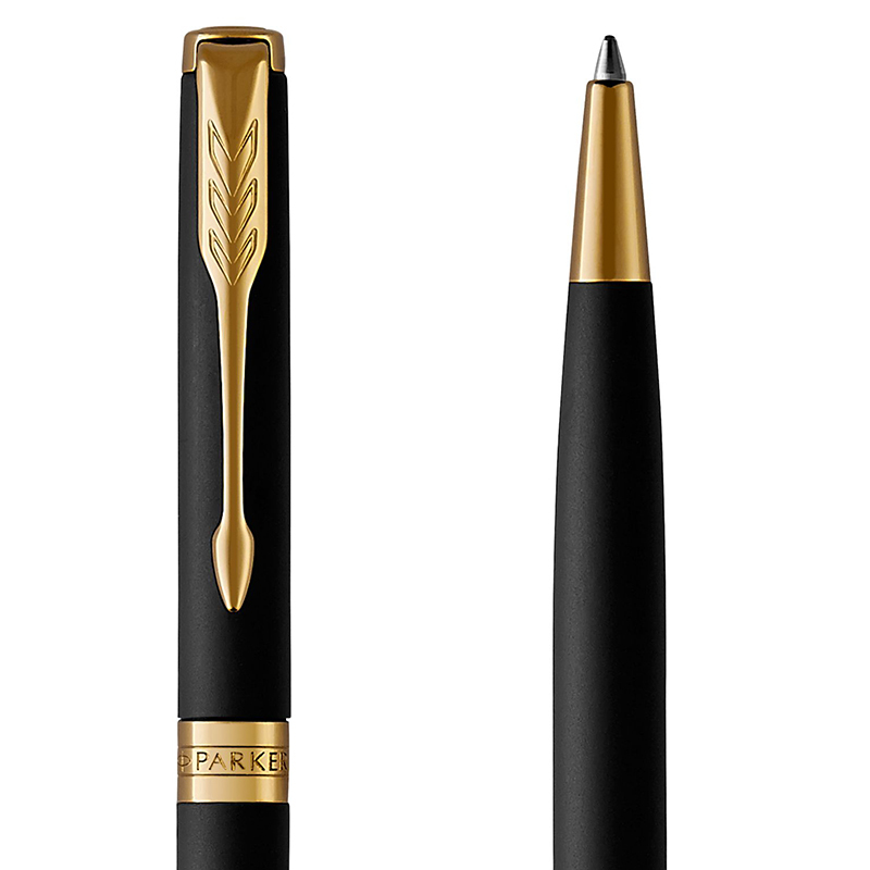 派克(PARKER)新品卓尔磨砂黑杆金夹原子笔