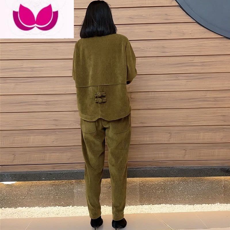 七斓春季新款不加绒衬衫领盘口哈伦套装2023时尚洋气休闲宽松减龄女装图片