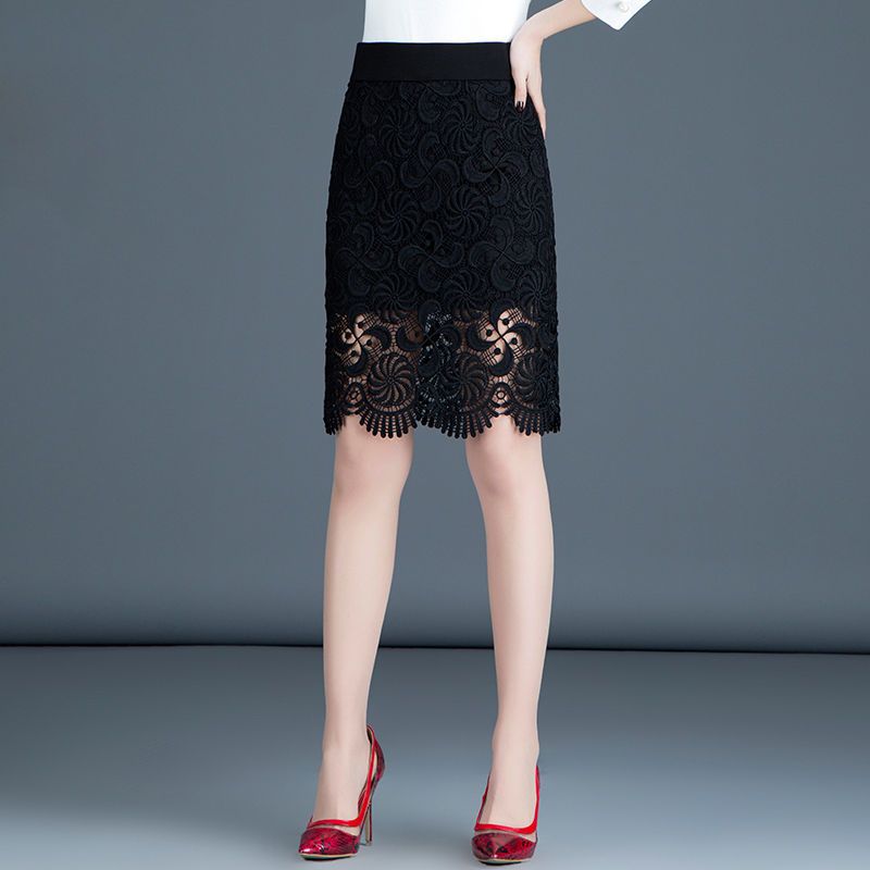 蕾丝短裙女夏包臀裙中长款半身裙季新款大码女装高腰一步裙子