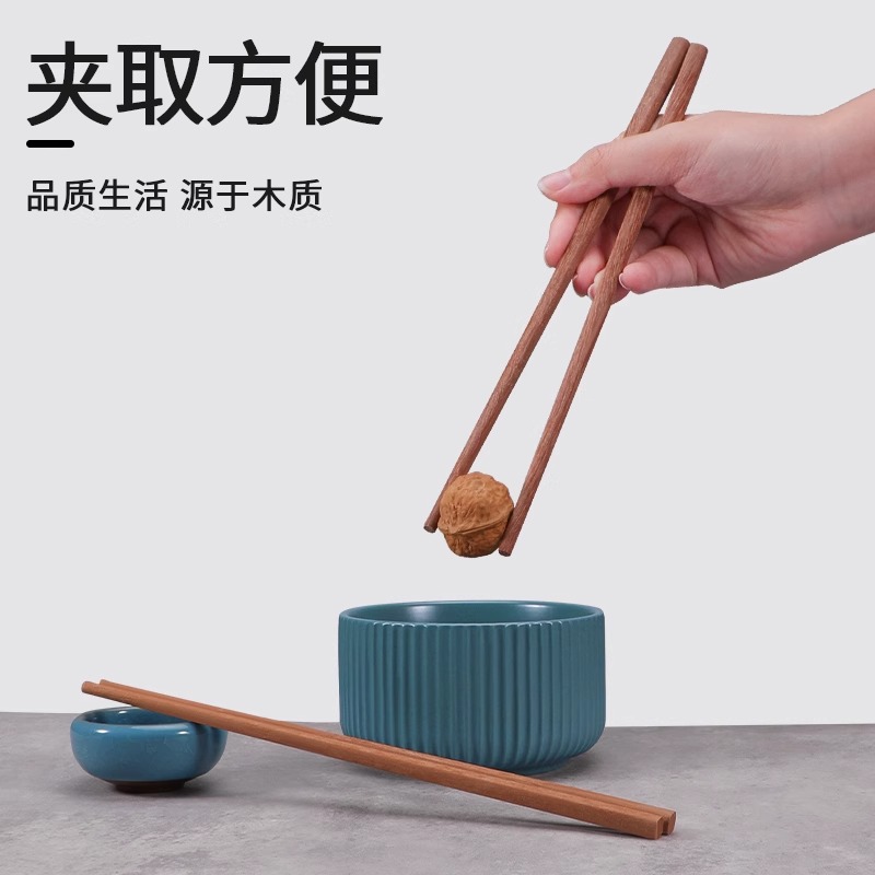 张小泉鸡翅木筷子家用天然高档红檀木铁木无漆无蜡十双装家庭8138高清大图