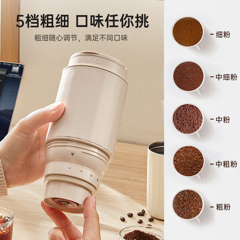 BRUNO便携式咖啡机小型研磨一体办公室旅行户外升级款BZK-KYM03P01白色*高清大图