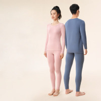 全棉时代(Purcotton) 保暖内衣男女士同款秋衣秋裤打底套装 蔷薇粉