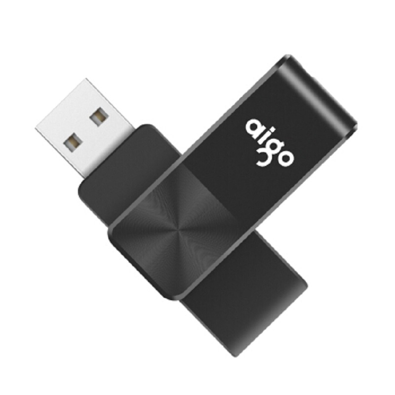 爱国者(aigo)U266优盘 32GB 黑色USB2.0 旋转防护款 U盘 CD纹防滑设计