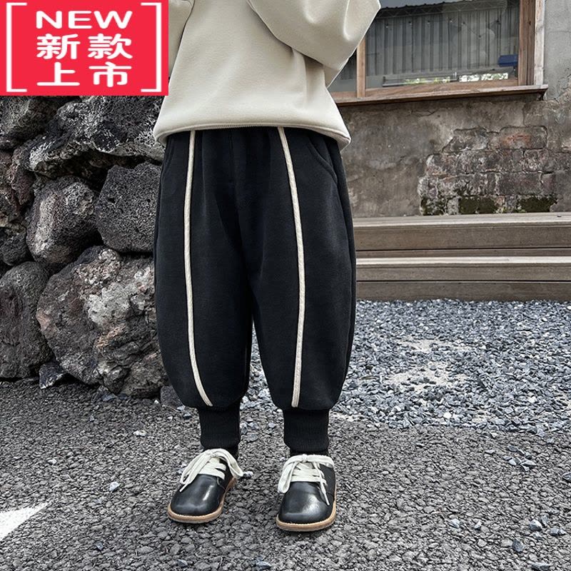 可莉允宝宝加绒加厚休闲裤2022冬装新款男童保暖长裤子小童束脚运动裤潮保暖裤图片